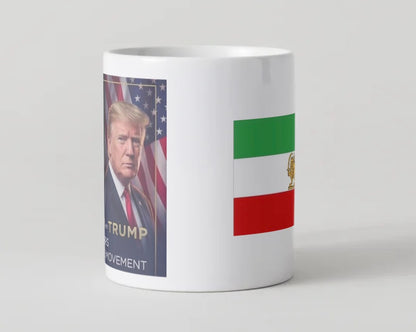 Pahlavi and Trump with Iran's Lion & Sun Flag Mug